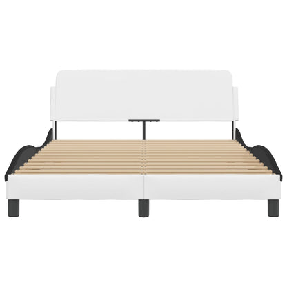 Bedframe Met Hoofdbord Kunstleer Zwart En Wit 140X200 Cm