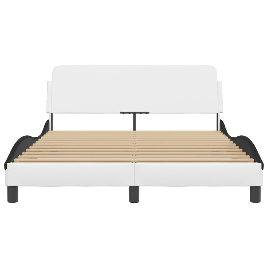Bedframe Met Hoofdbord Kunstleer Zwart En Wit 140X200 Cm