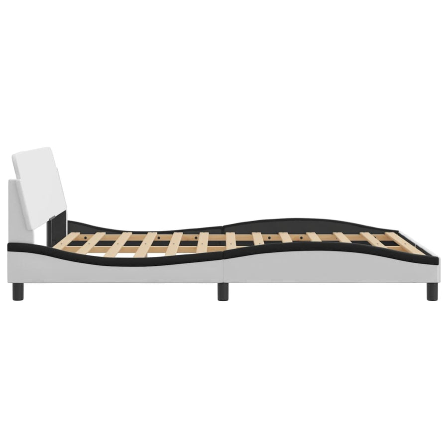 Bedframe Met Hoofdbord Kunstleer Zwart En Wit 140X200 Cm