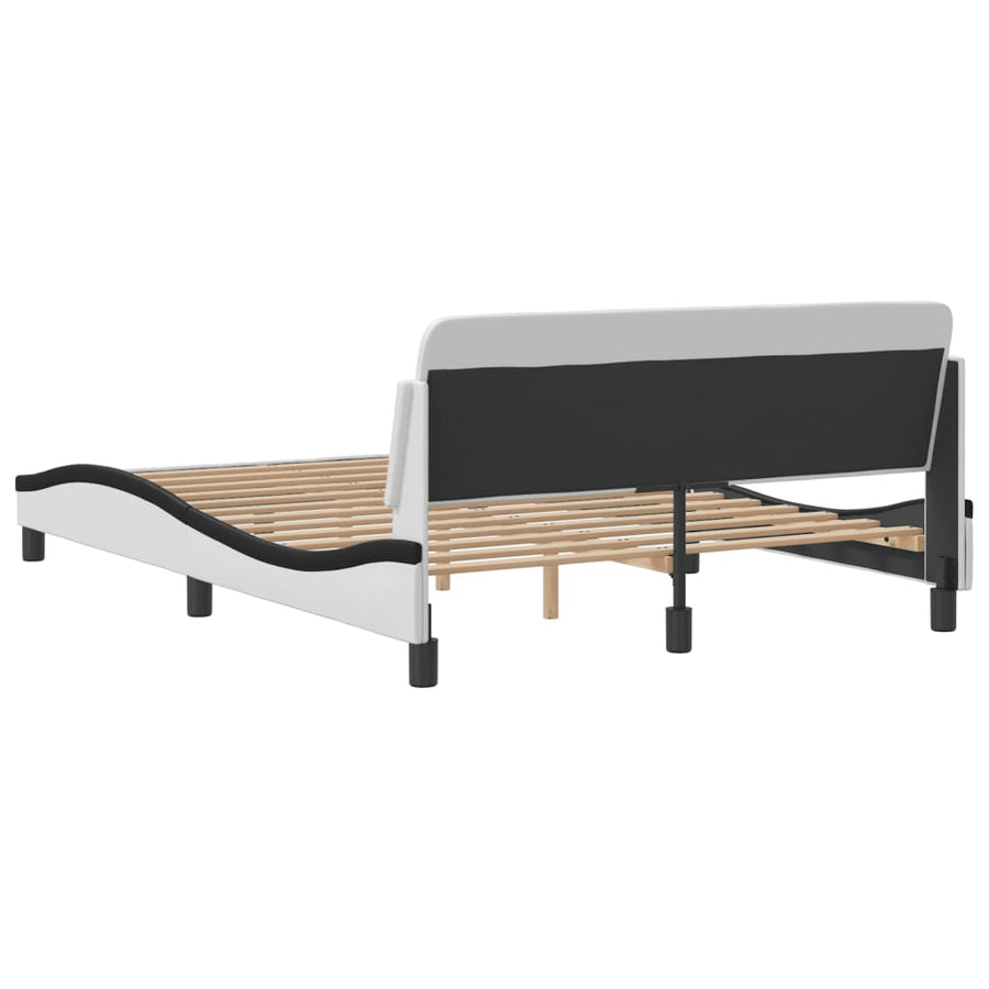 Bedframe Met Hoofdbord Kunstleer Zwart En Wit 140X200 Cm
