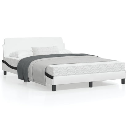 Bedframe Met Hoofdbord Kunstleer Zwart En Wit 140X200 Cm