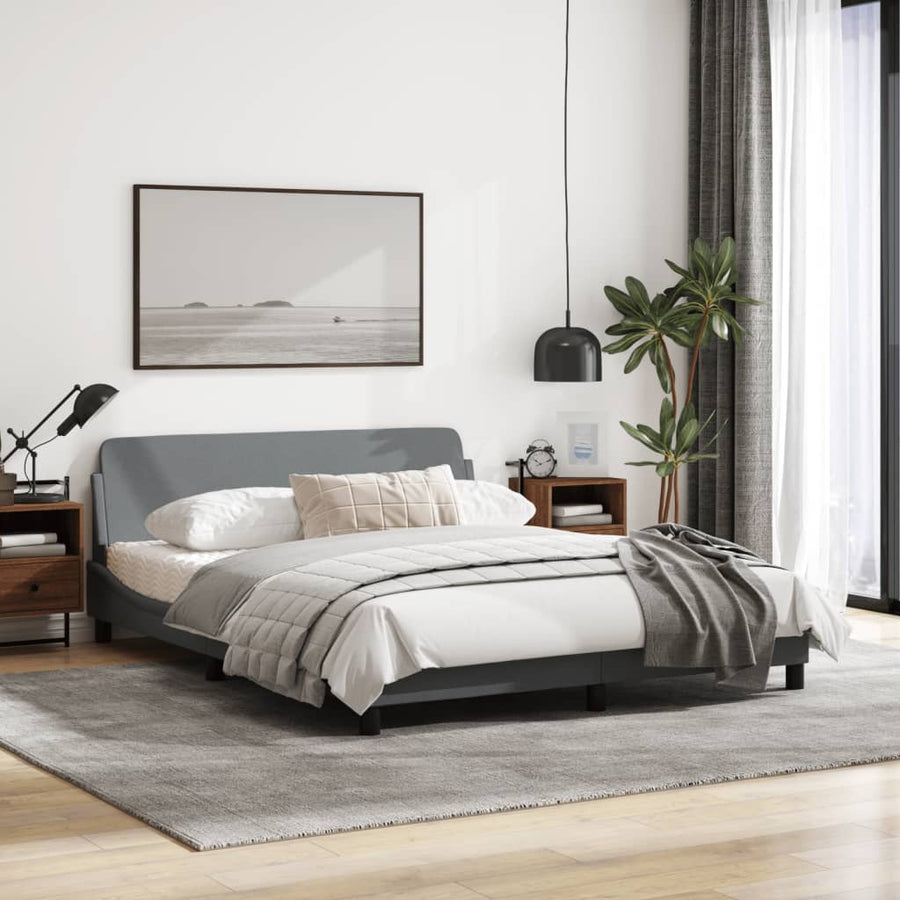Bedframe Met Hoofdbord Stof Lichtgrijs 160X200 Cm