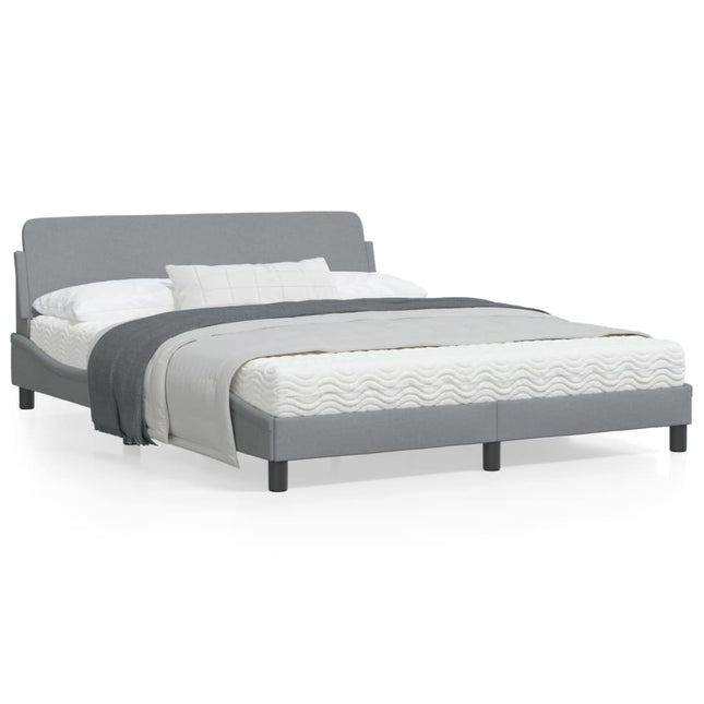 Bedframe Met Hoofdbord Stof Lichtgrijs 160X200 Cm