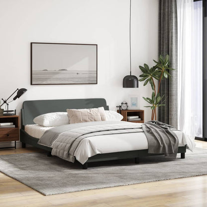 Bedframe Met Hoofdbord Stof Donkergrijs 160X200 Cm