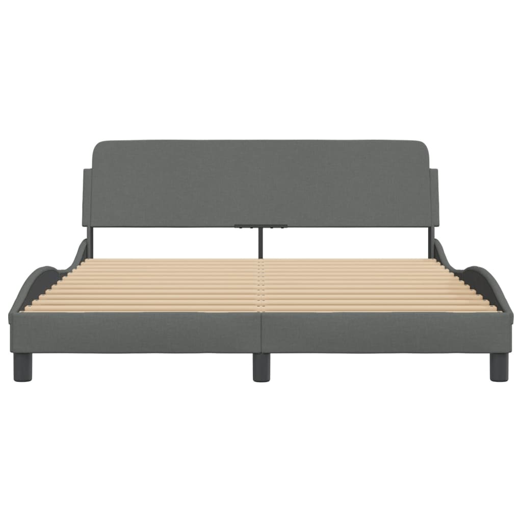Bedframe Met Hoofdbord Stof Donkergrijs 160X200 Cm