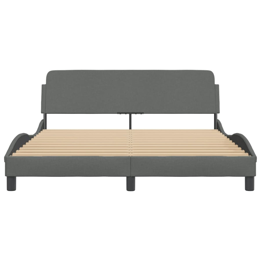 Bedframe Met Hoofdbord Stof Donkergrijs 160X200 Cm