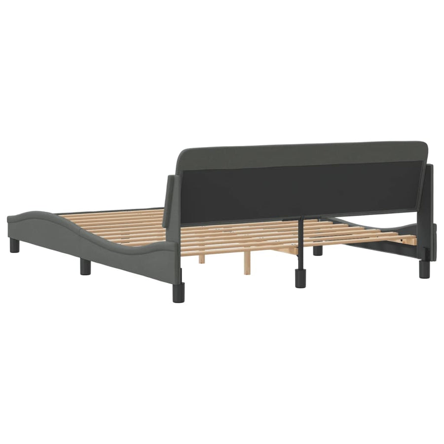 Bedframe Met Hoofdbord Stof Donkergrijs 160X200 Cm