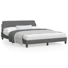 Bedframe Met Hoofdbord Stof Donkergrijs 160X200 Cm