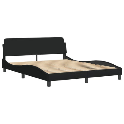 Bedframe Met Hoofdbord Stof Zwart 160X200 Cm