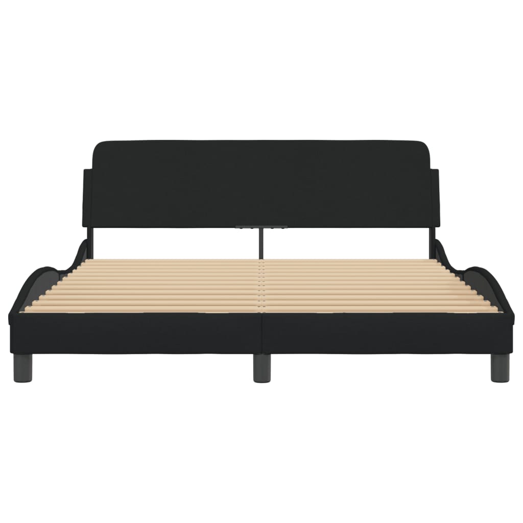 Bedframe Met Hoofdbord Stof Zwart 160X200 Cm