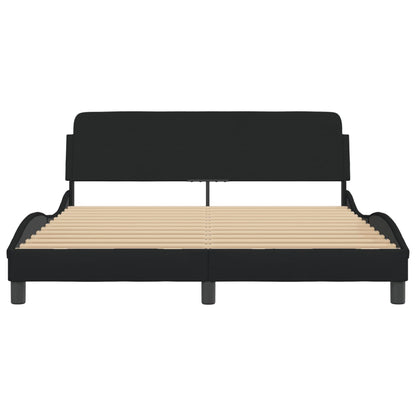 Bedframe Met Hoofdbord Stof Zwart 160X200 Cm