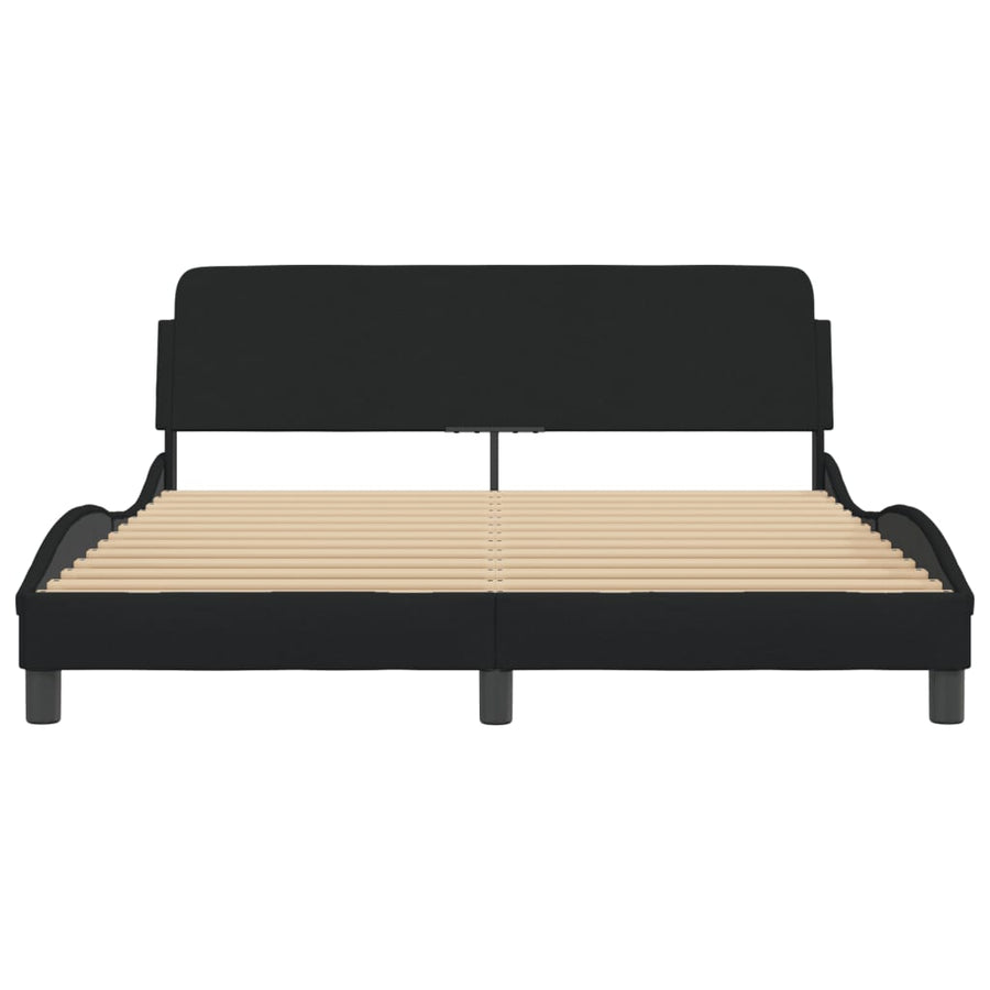 Bedframe Met Hoofdbord Stof Zwart 160X200 Cm