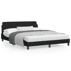 Bedframe Met Hoofdbord Stof Zwart 160X200 Cm