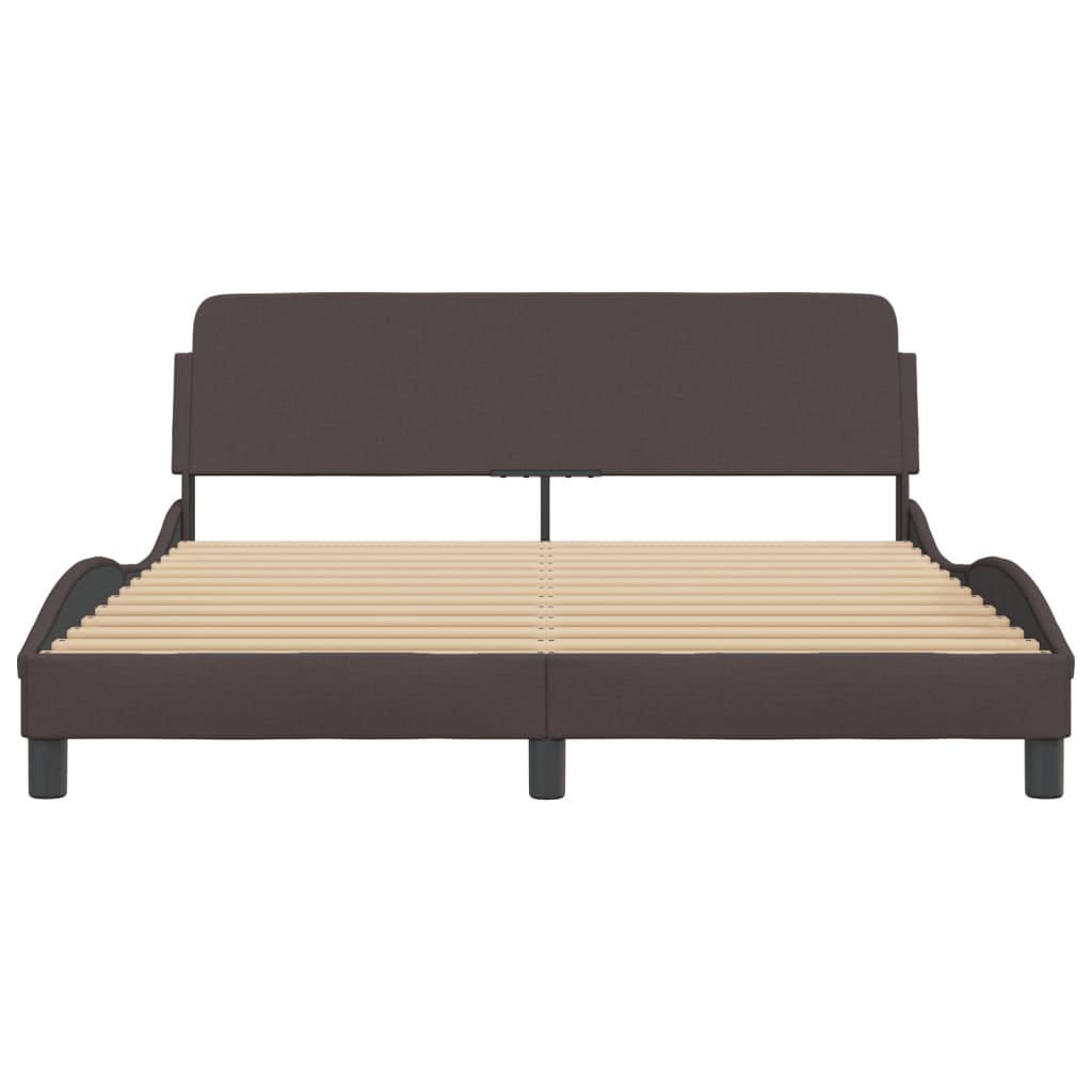 Bedframe Met Hoofdbord Stof Donkerbruin 160X200 Cm