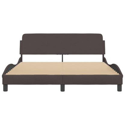 Bedframe Met Hoofdbord Stof Donkerbruin 160X200 Cm