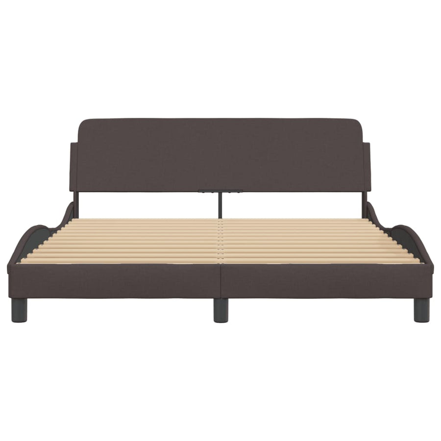 Bedframe Met Hoofdbord Stof Donkerbruin 160X200 Cm