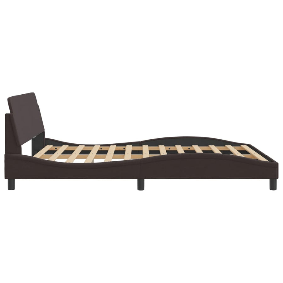 Bedframe Met Hoofdbord Stof Donkerbruin 160X200 Cm