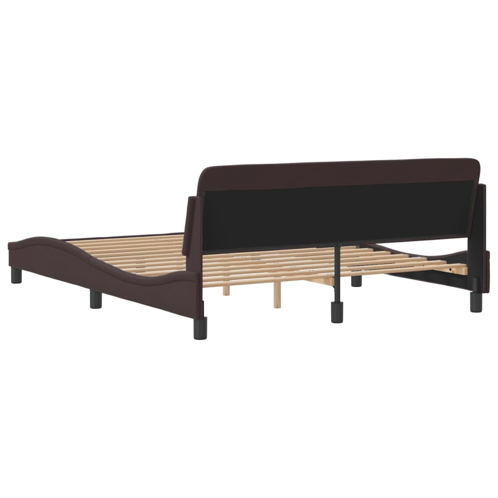 Bedframe Met Hoofdbord Stof Donkerbruin 160X200 Cm