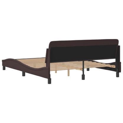 Bedframe Met Hoofdbord Stof Donkerbruin 160X200 Cm