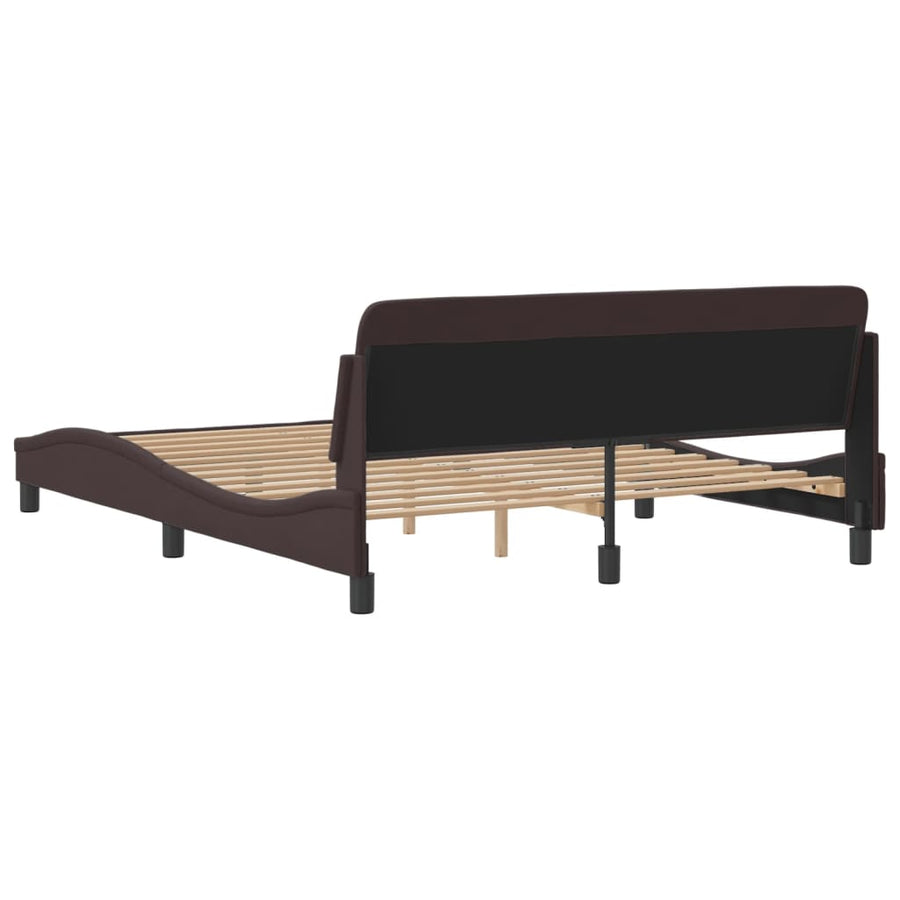 Bedframe Met Hoofdbord Stof Donkerbruin 160X200 Cm