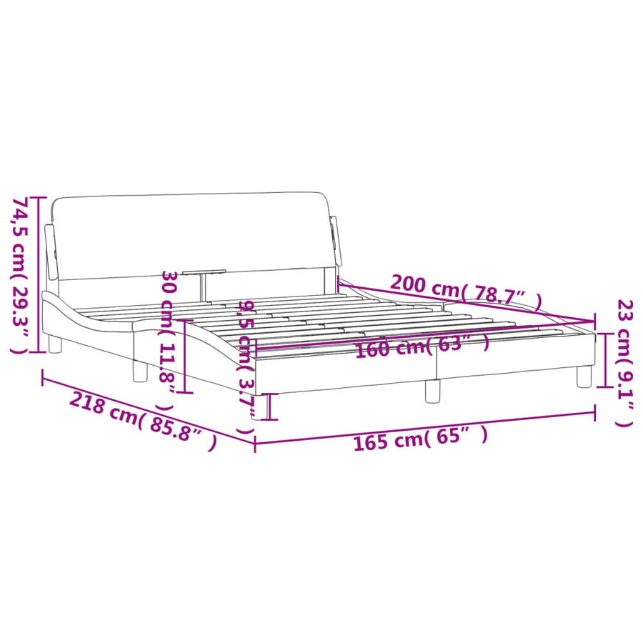 Bedframe Met Hoofdbord Stof Donkerbruin 160X200 Cm