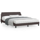 Bedframe Met Hoofdbord Stof Donkerbruin 160X200 Cm