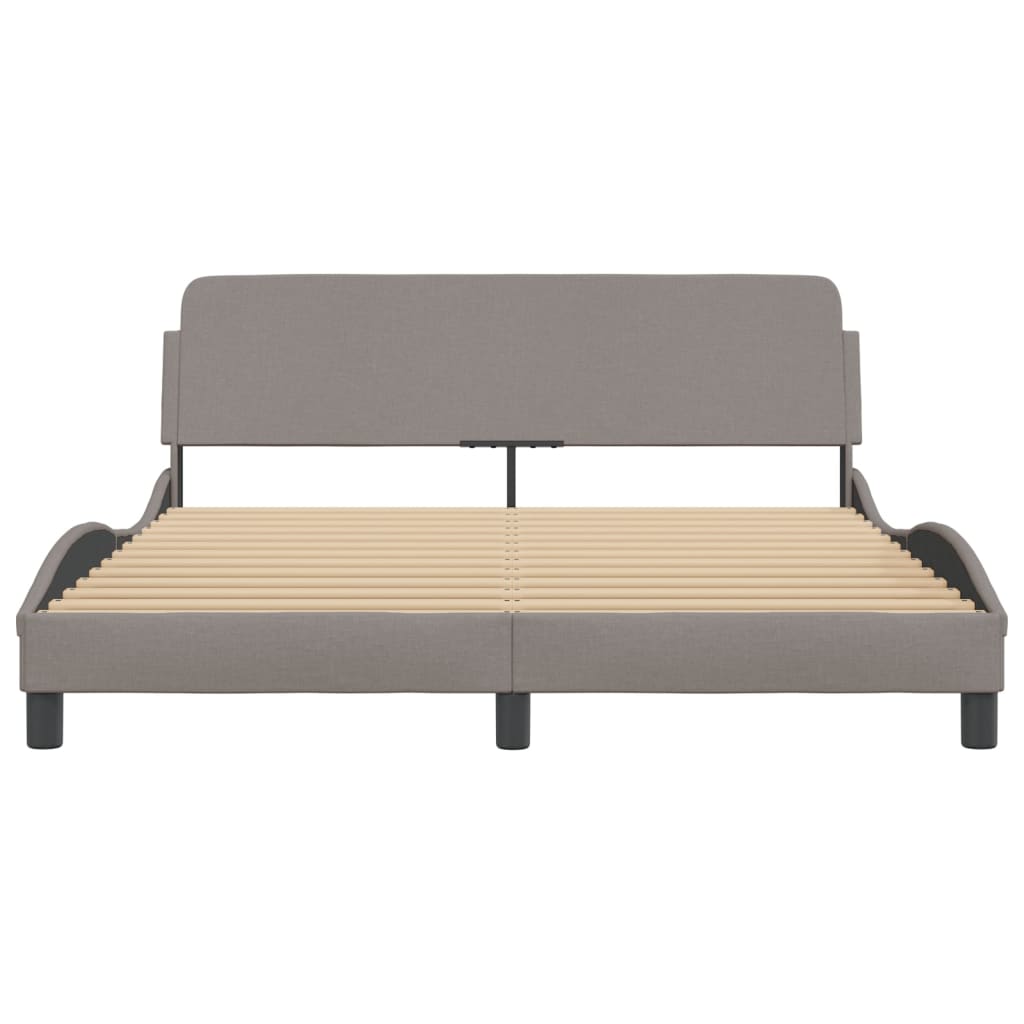 Bedframe Met Hoofdbord Stof Taupe 160X200 Cm