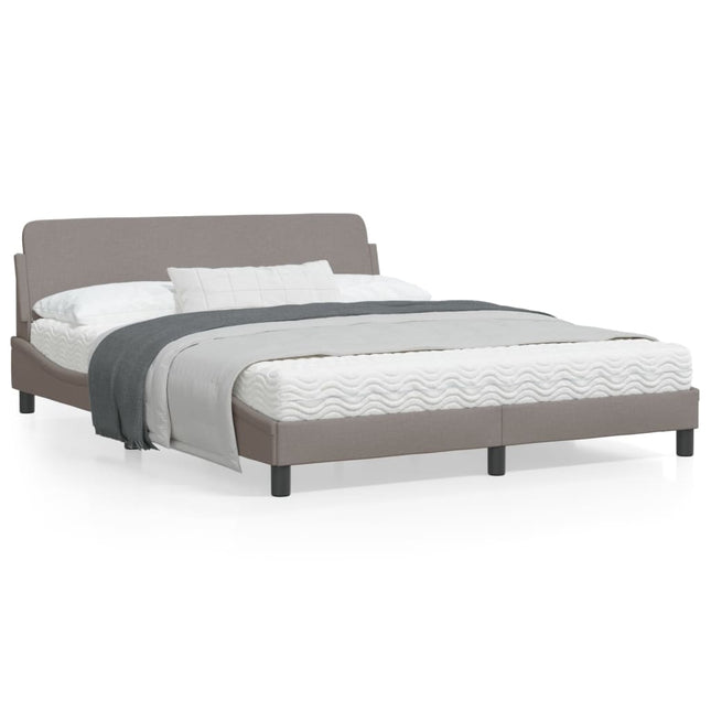 Bedframe Met Hoofdbord Stof Taupe 160X200 Cm