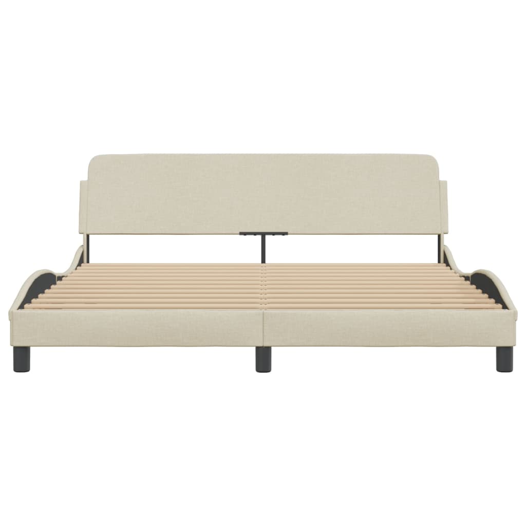Bedframe Met Hoofdbord Stof Crèmekleurig 160X200 Cm