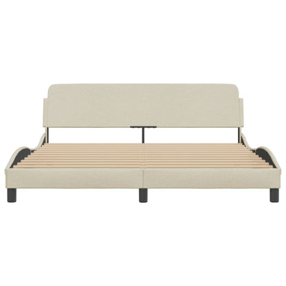 Bedframe Met Hoofdbord Stof Crèmekleurig 160X200 Cm
