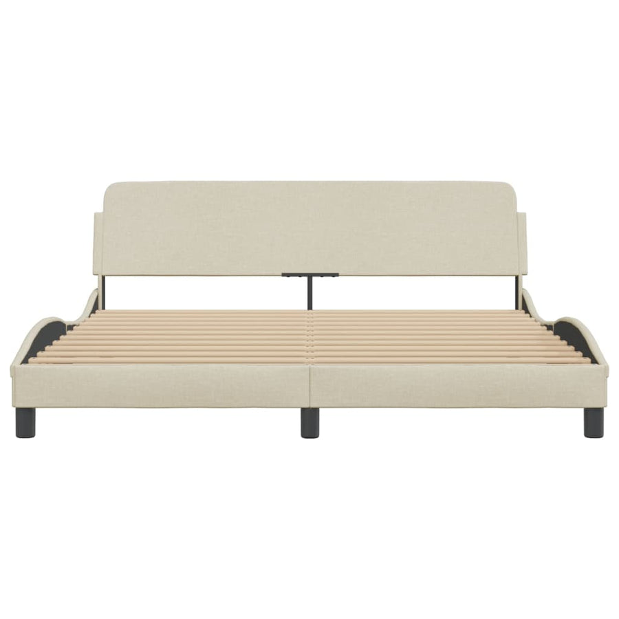 Bedframe Met Hoofdbord Stof Crèmekleurig 160X200 Cm