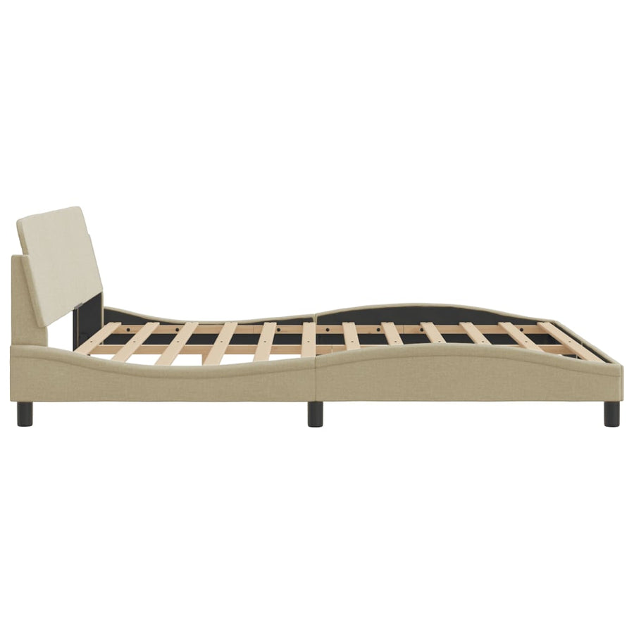 Bedframe Met Hoofdbord Stof Crèmekleurig 160X200 Cm