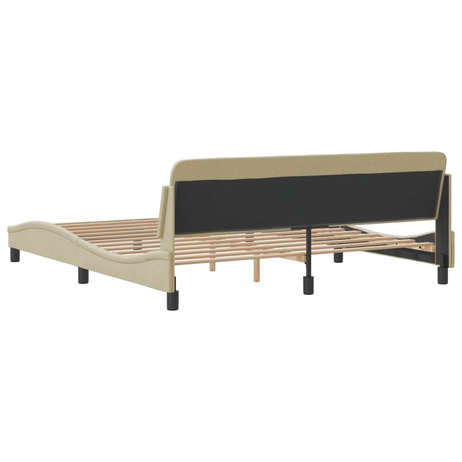 Bedframe Met Hoofdbord Stof Crèmekleurig 160X200 Cm