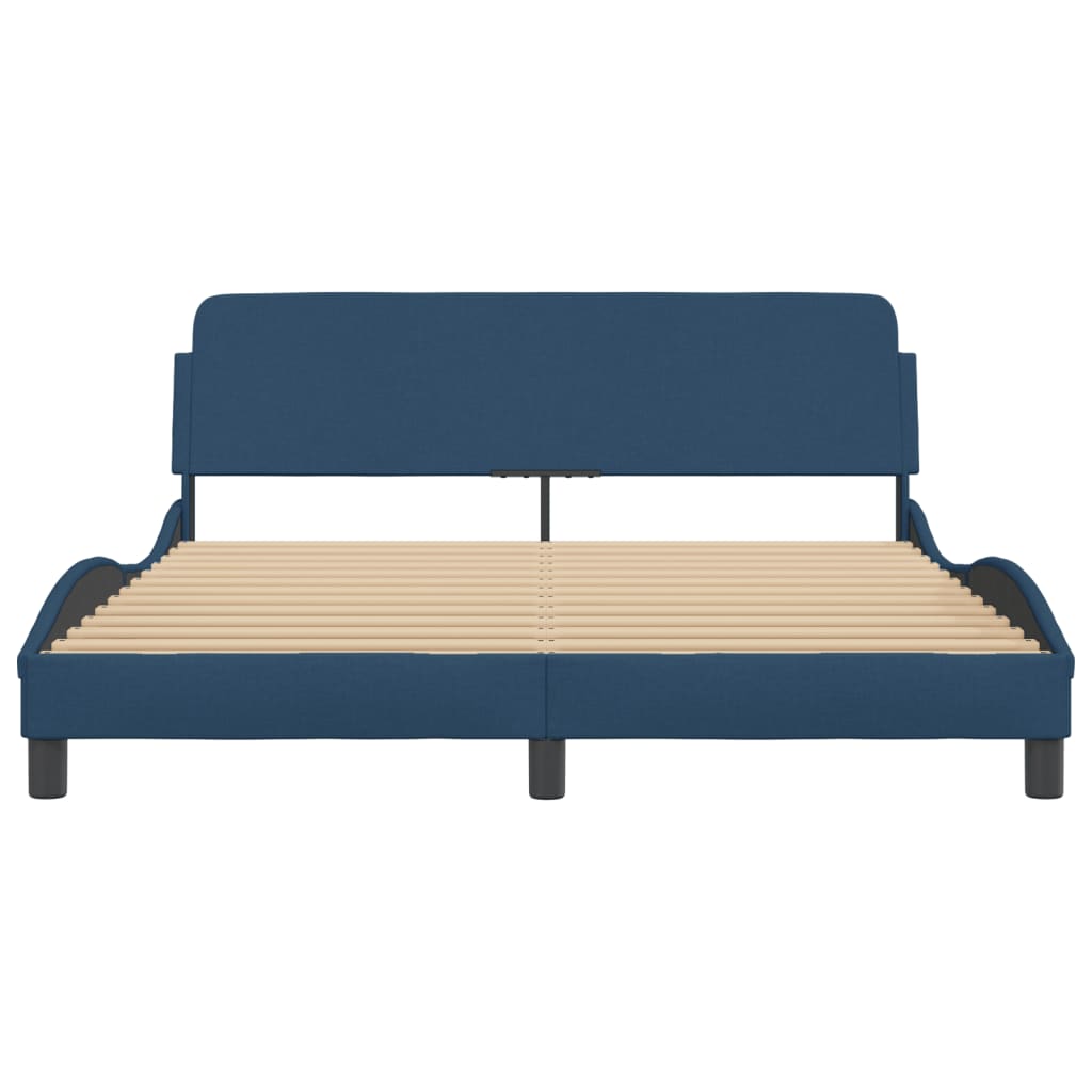 Bedframe Met Hoofdbord Stof Blauw 160X200 Cm