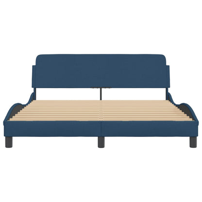 Bedframe Met Hoofdbord Stof Blauw 160X200 Cm