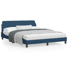 Bedframe Met Hoofdbord Stof Blauw 160X200 Cm