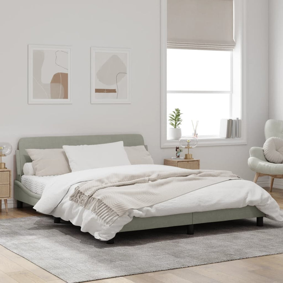 Bedframe Met Hoofdeinde Fluweel Lichtgrijs 160X200 Cm
