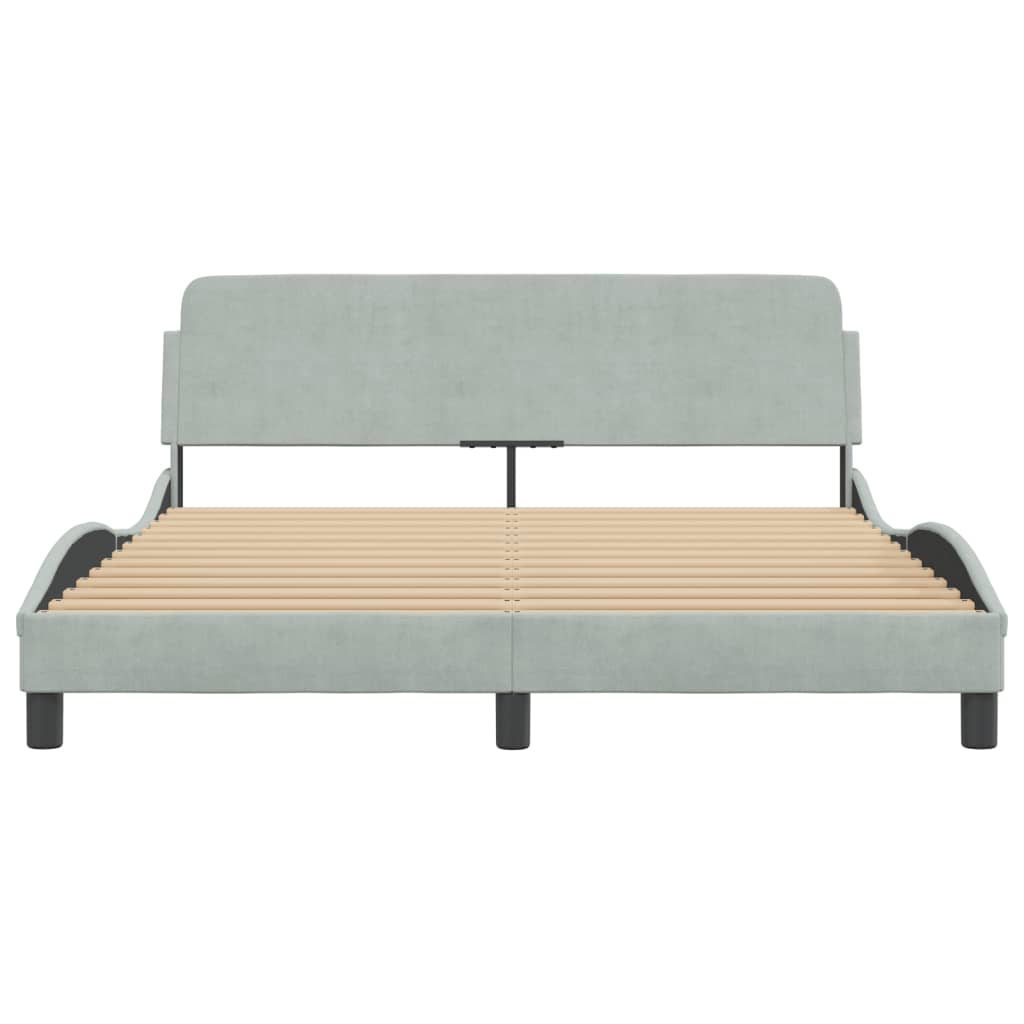 Bedframe Met Hoofdeinde Fluweel Lichtgrijs 160X200 Cm