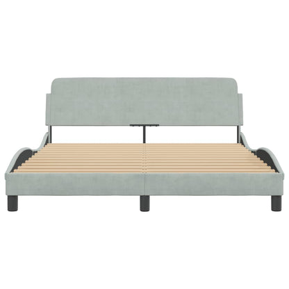Bedframe Met Hoofdeinde Fluweel Lichtgrijs 160X200 Cm
