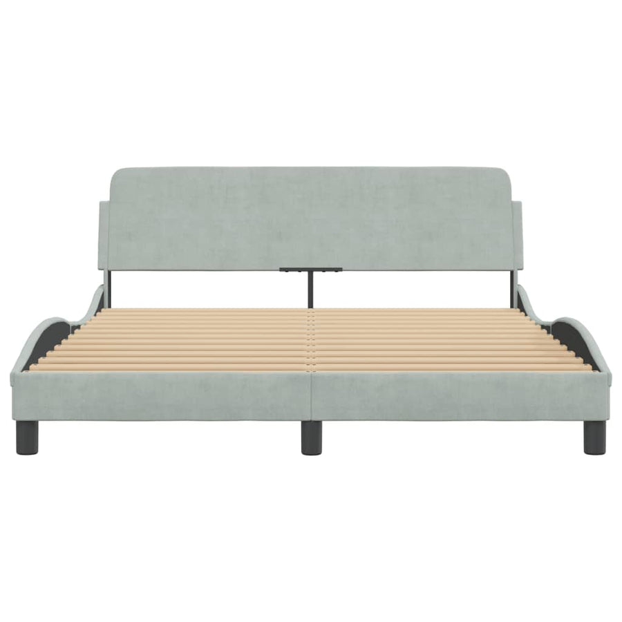 Bedframe Met Hoofdeinde Fluweel Lichtgrijs 160X200 Cm