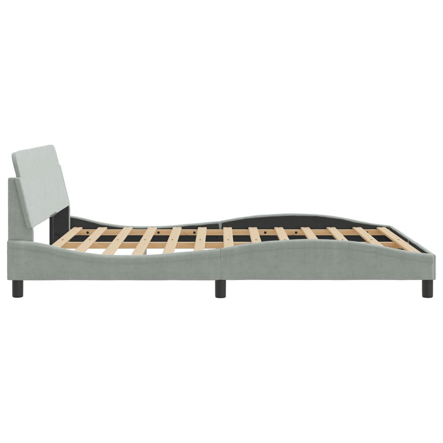 Bedframe Met Hoofdeinde Fluweel Lichtgrijs 160X200 Cm