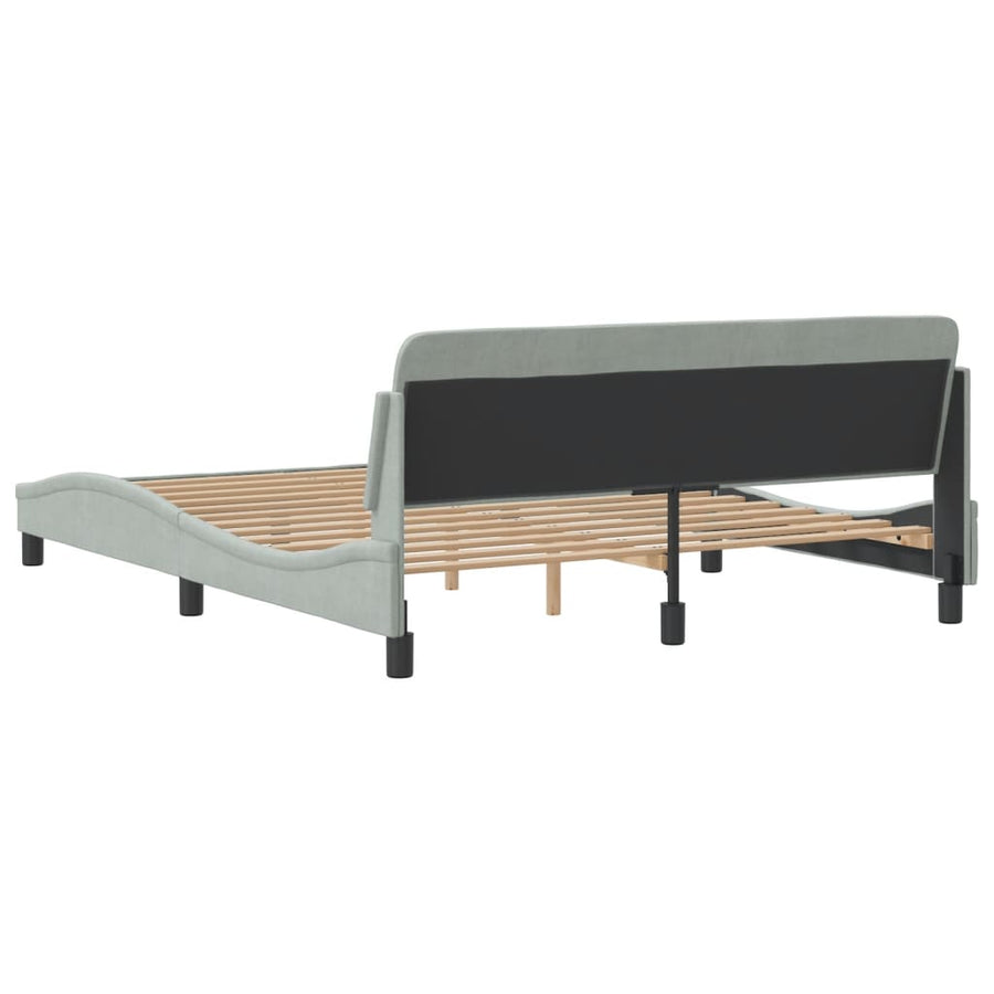 Bedframe Met Hoofdeinde Fluweel Lichtgrijs 160X200 Cm