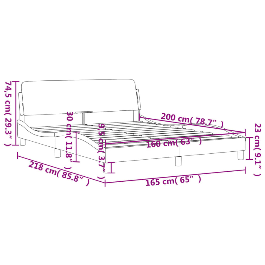 Bedframe Met Hoofdeinde Fluweel Lichtgrijs 160X200 Cm