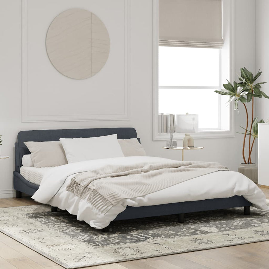 Bedframe Met Hoofdeinde Fluweel Donkergrijs 160X200 Cm