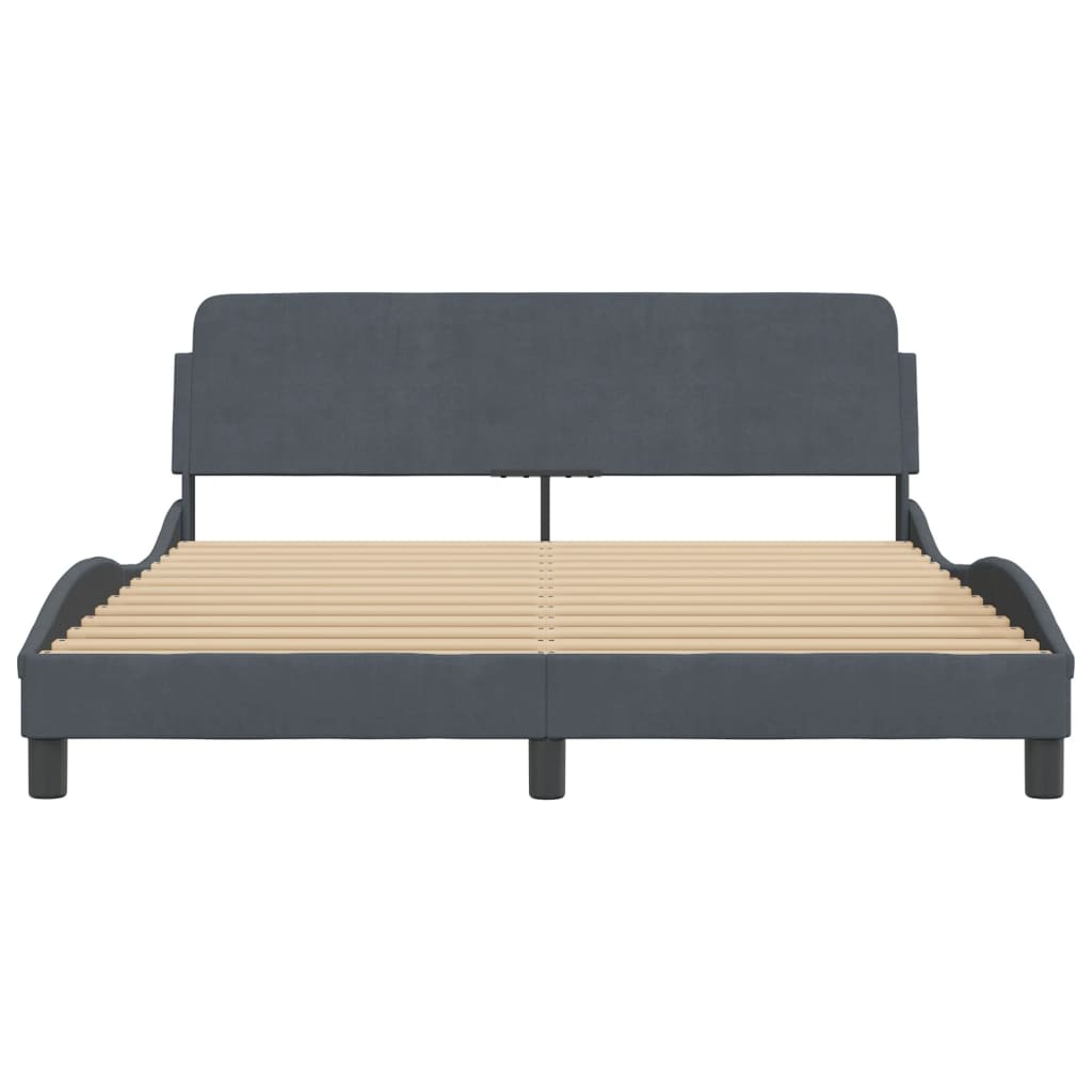 Bedframe Met Hoofdeinde Fluweel Donkergrijs 160X200 Cm