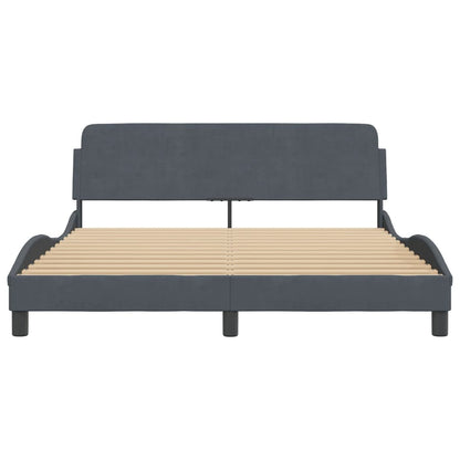 Bedframe Met Hoofdeinde Fluweel Donkergrijs 160X200 Cm