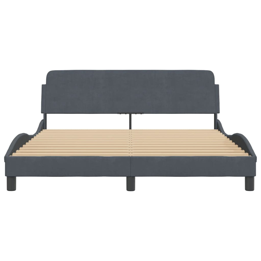 Bedframe Met Hoofdeinde Fluweel Donkergrijs 160X200 Cm