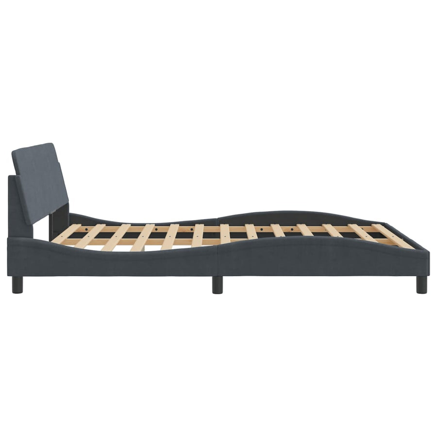 Bedframe Met Hoofdeinde Fluweel Donkergrijs 160X200 Cm