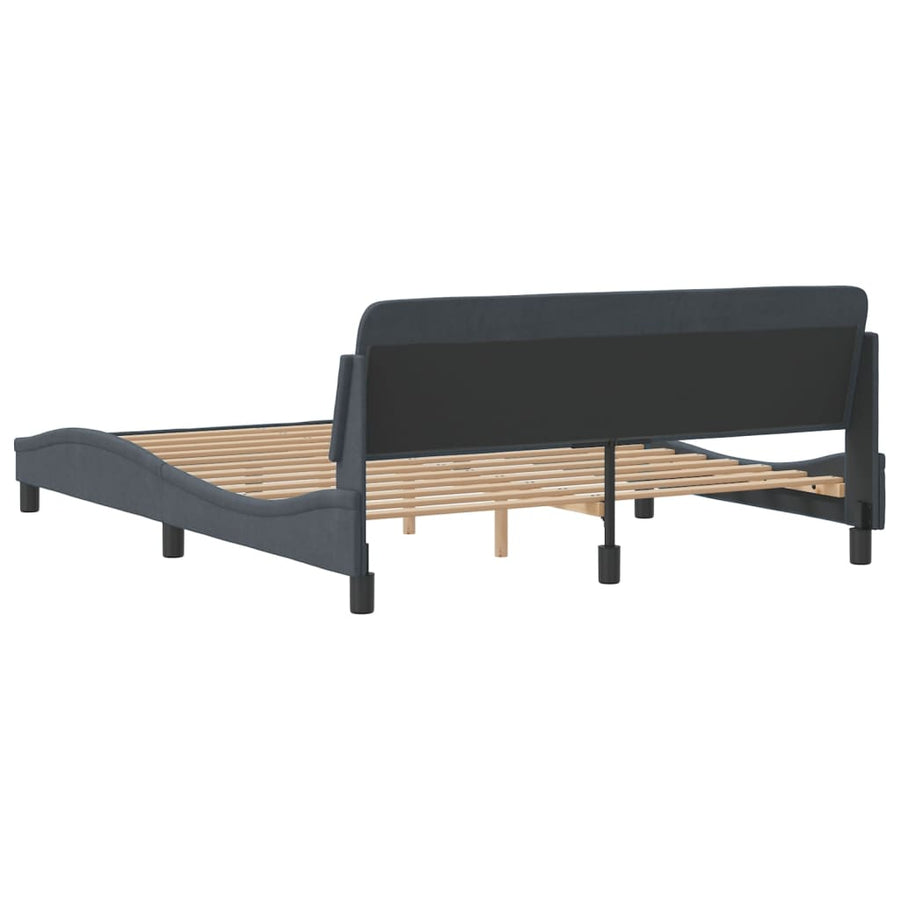 Bedframe Met Hoofdeinde Fluweel Donkergrijs 160X200 Cm