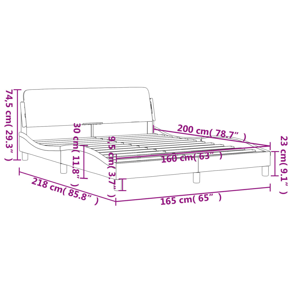 Bedframe Met Hoofdeinde Fluweel Donkergrijs 160X200 Cm
